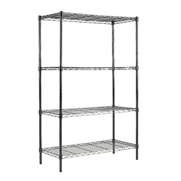 Black 4-Tier Carbon Steel Wire Garage Storage Shelving Unit NSF Certified (30 in. W x 47 in. H x 14 in. D)