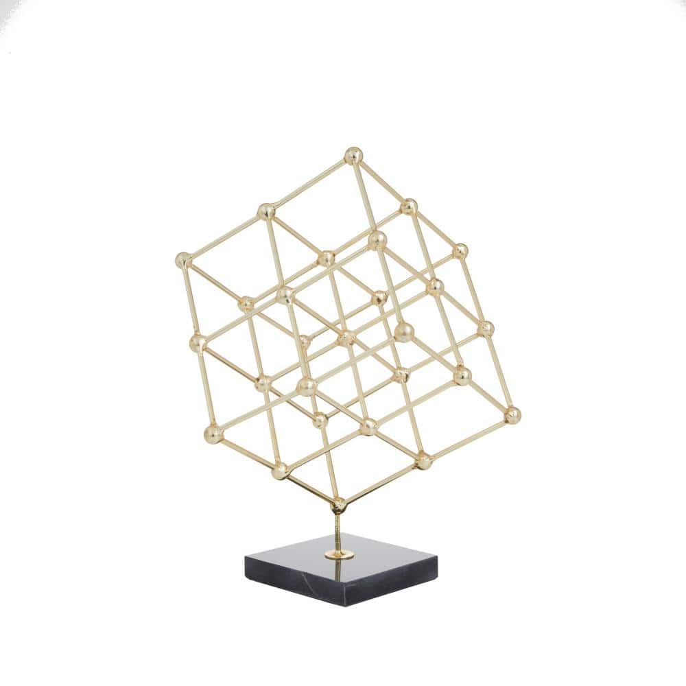 Litton Lane Gold Marble Geometric Sculpture with Black Base 040430 ...