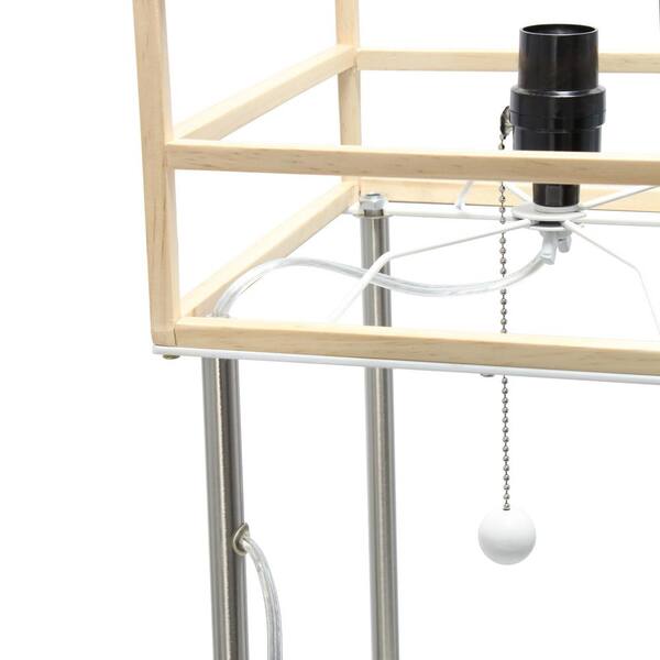 60 In 1 Light Wood Metal Etagere Floor Lamp With Storage Shelves And Linen Shade Lhf 5055 Lw The Home Depot 60 In 1 Light Wood Metal Etagere, Wood Etagere Floor Lamp