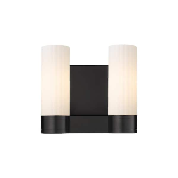 Innovations Empire 10.5 in. 2-Light Matte Black Wall Sconce with Glass Shade