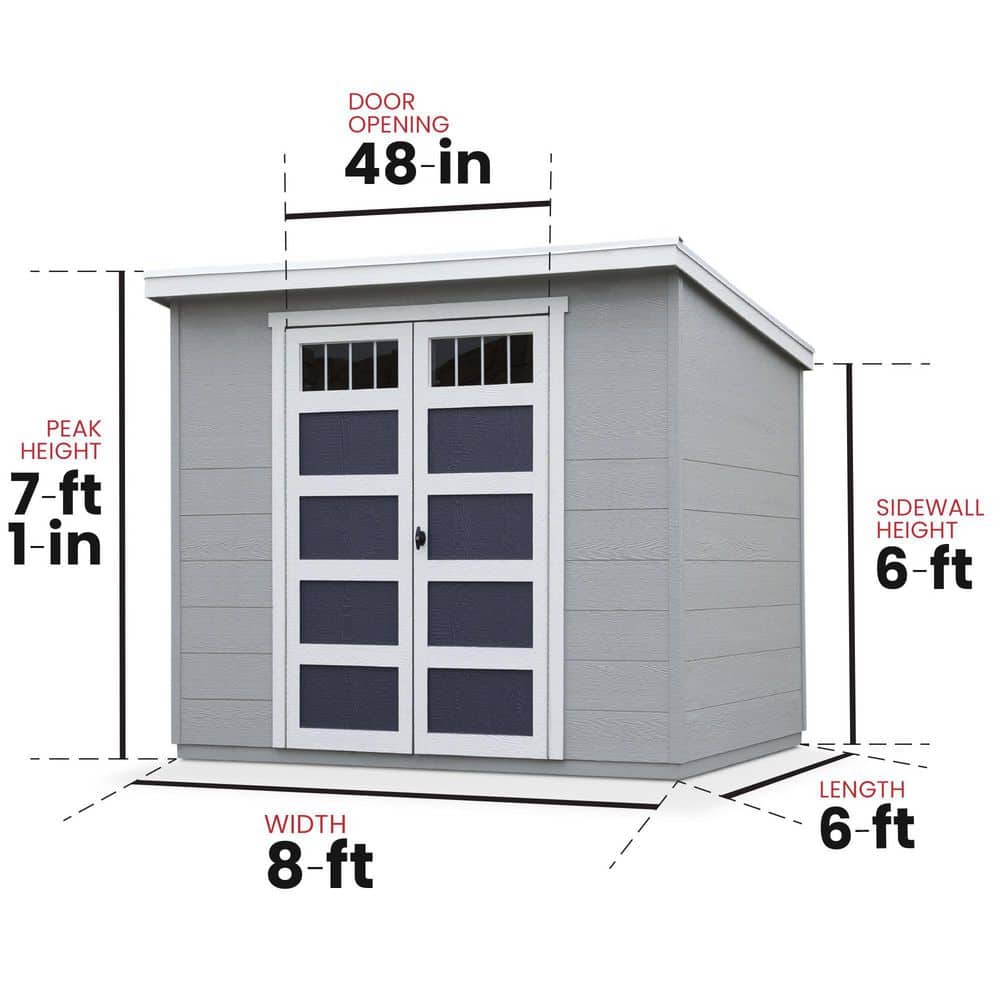 Highland 6' x 8' Beige Wooden Storage Shed with Windows