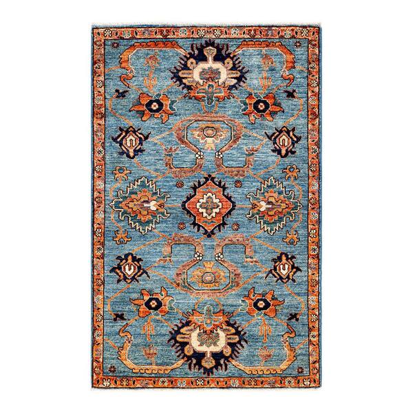 Solo Rugs Serapi One-of-a-Kind Traditional Light Blue 3 ft. x 5 ft. Hand Knotted Tribal Area Rug