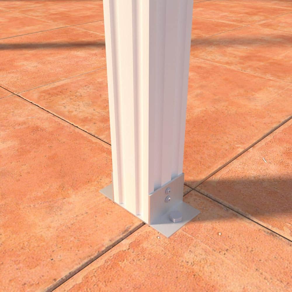 12 ft. x 10 ft. White Metal Patio Awning with Steel Frame