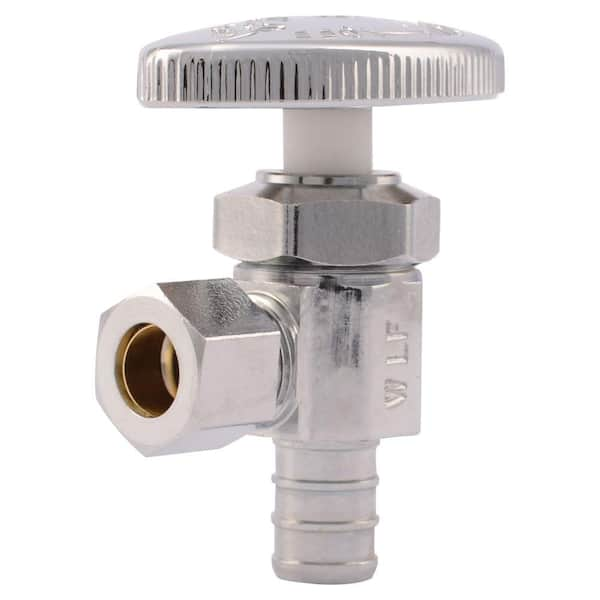 SharkBite 1/2 in. Chrome-Plated Brass PEX Barb x 3/8 in. Compression Angle Stop Valve