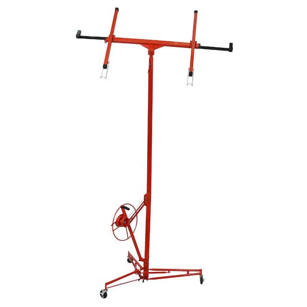 WRIGHTMASTER 16 ft. Drywall Panel Hoist in Red with 150 lbs. Load Capacity and Caster Wheels