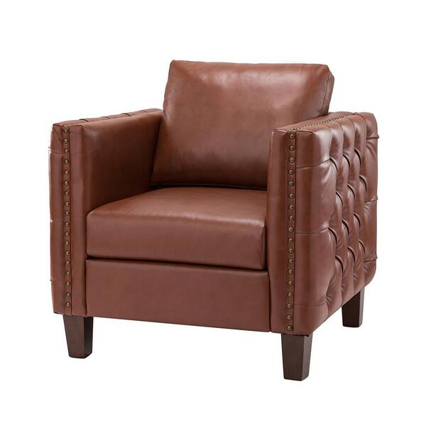 JAYDEN CREATION P1 a cido Brown Club Chair with Nailhead Trim
