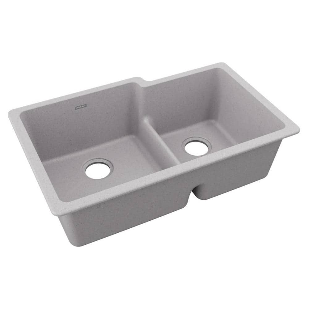 Greystone 33" Double Basin Undermount Kitchen Sink with Sound-Deadening Design