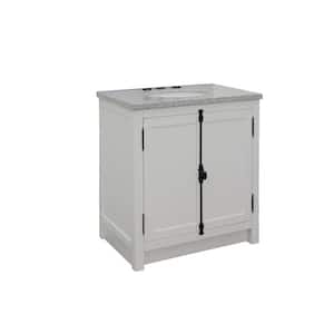 Plantation 31 in. W x 22 in. D Bath Vanity in White with Granite Vanity Top in Gray with White Oval Basin