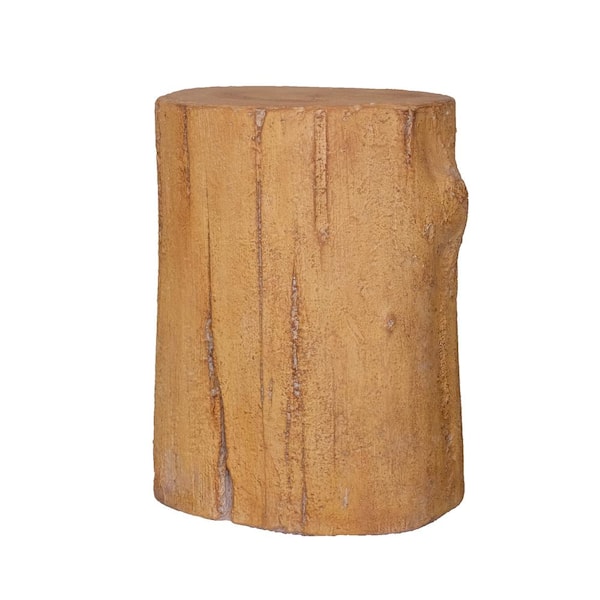 MPG Faux Wood Stump Garden Stool in Light Brown Finish