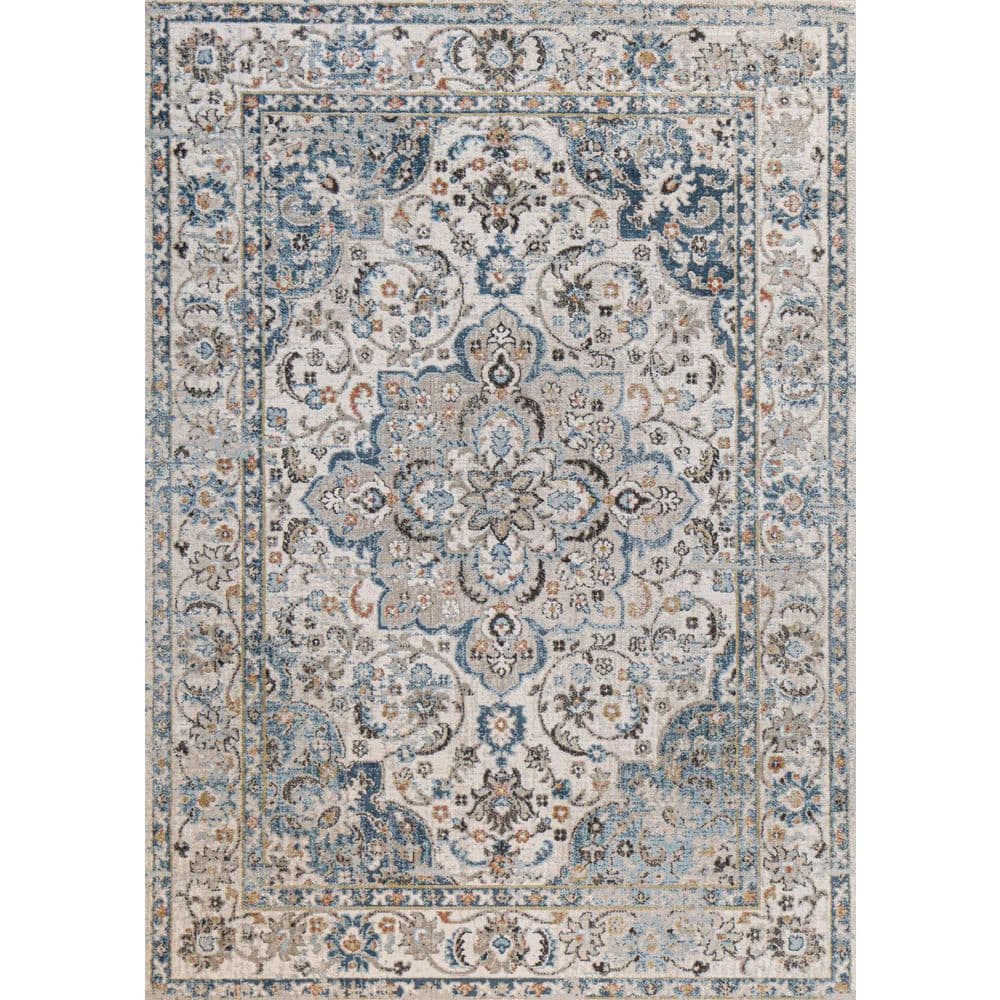 Ashland Ivory  4 ft. x 6 ft. (3 ft. 6 in. x 5 ft. 6 in.) Floral Transitiona