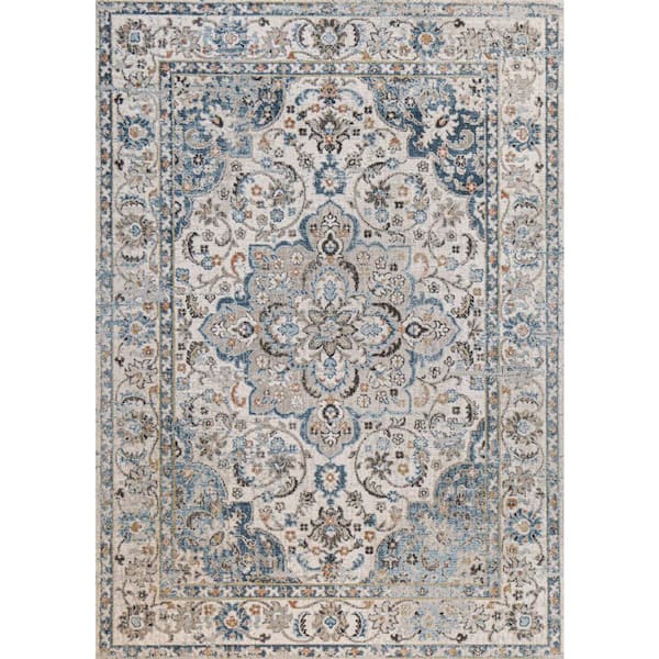 BASHIAN Ashland Ivory 5 ft. x 8 ft. (5 ft. x 7 ft. 6 in.) Floral Transitional Area Rug