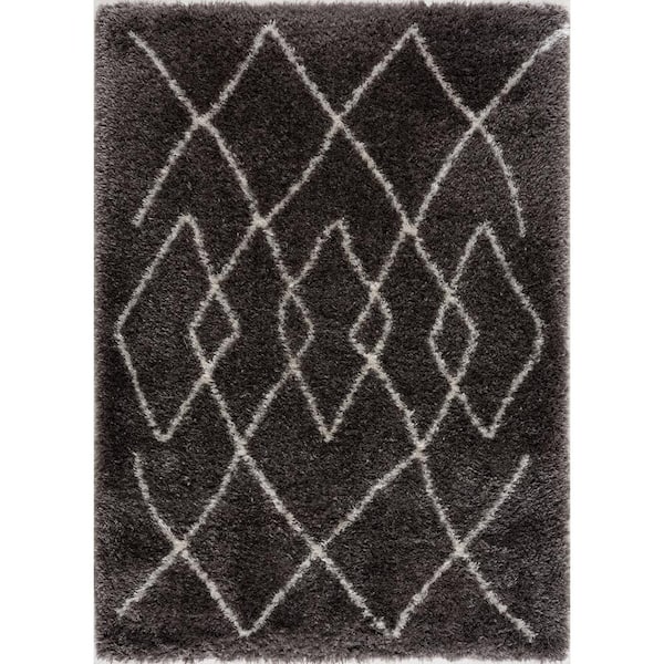 L'Baiet Skylar Grey Shag 8 ft. x 10 ft. Area Rug