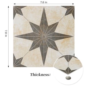 Retro Collection 7.8"x7.8" Peel and Stick Tile for Kitchen Backsplash, Stairs, Wall Decoration (12pcs/5.2sq.ft）