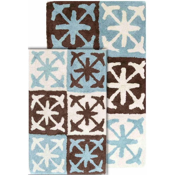 Chesapeake Merchandising Columbia 21 in. x 34 in. and 27 in. x 45 in. 2-Piece Bath Rug Set in Chocolate