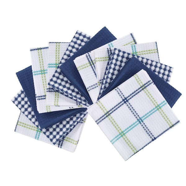 RITZ T-fal Blue Solid and Stripe Cotton Waffle Terry Kitchen Towel (Set of  4) 68597 - The Home Depot