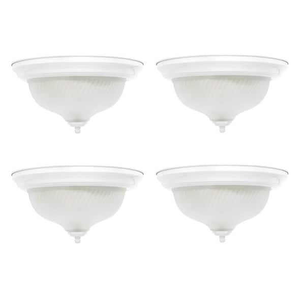 Hampton Bay 11 in. 2-Light White Flush Mount (4-Pack)