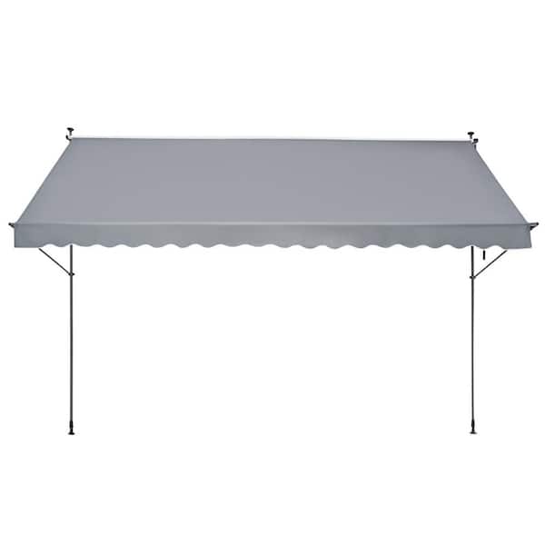 178 x 47 in. Patio Awning Retractable, Awning Sunshade Shelter with Manual Crank Handle, Patio Canopy Sunsetter Deck