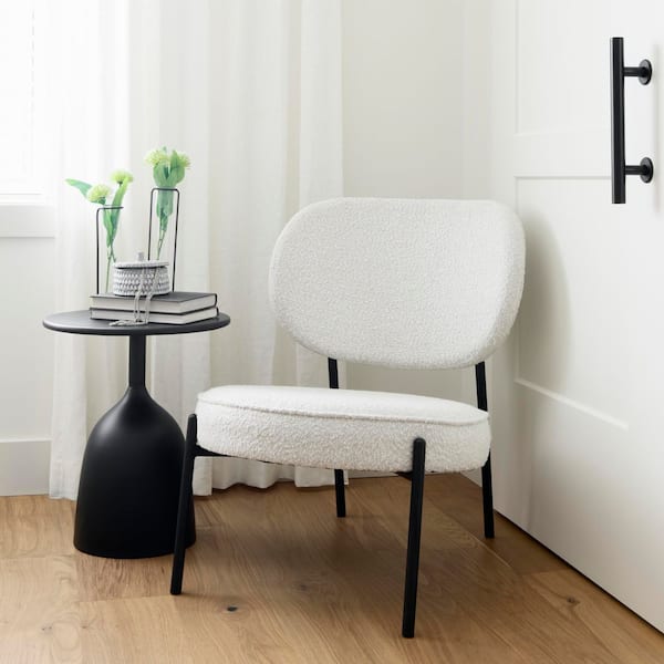 Amelia Cream Boucle Seat with Black Metal Frame Upholstered Accent Chair 1 Chair Included
