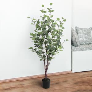 4.5 ft. Frosted Green Artificial Eucalyptus Tree in Pot