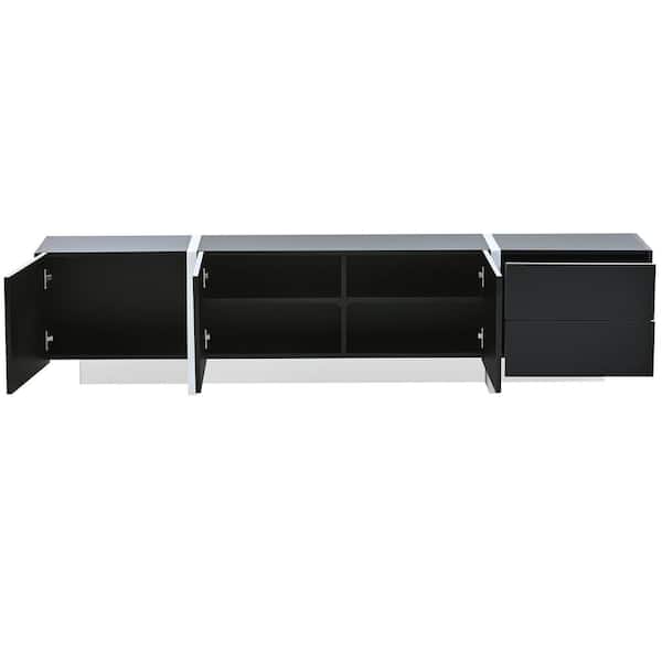 Black TV Stand Fits TV's up to 80 in. with High Gloss UV Surface