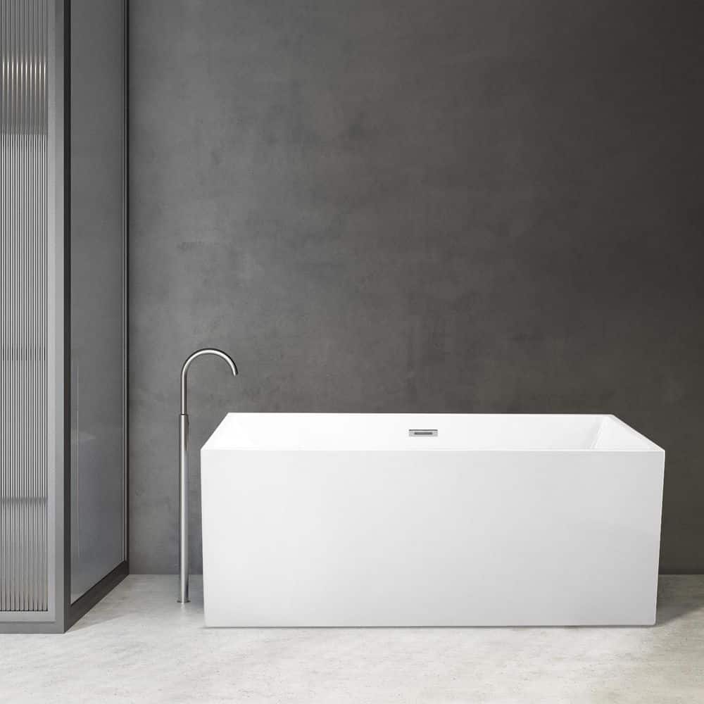 Persephone 59'' White Acrylic Freestanding Soaking Bathtub
