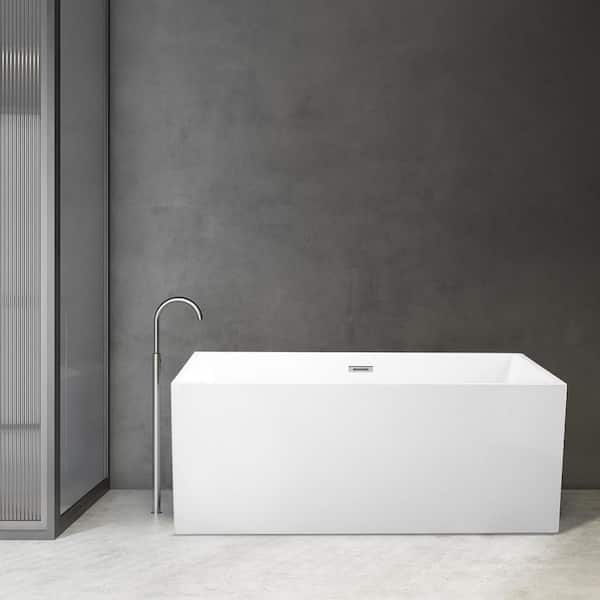 Persephone 59 in. Acrylic Flatbottom Non-Whirlpool Soaking Bathtub in White Persephone 59 in. Acrylic Flatbottom Non-Whirlpool Soaking Bathtub in White