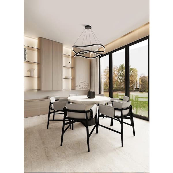 Sylas 64-Watt 1-Light Matte Black Contemporary Integrated LED Pendant Light with White Silicone Lens