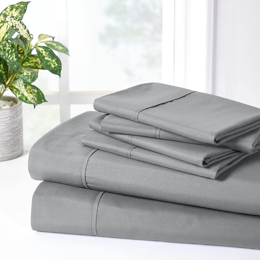 Charcoal Gray Twin Bamboo and Microfiber Sheet Set
