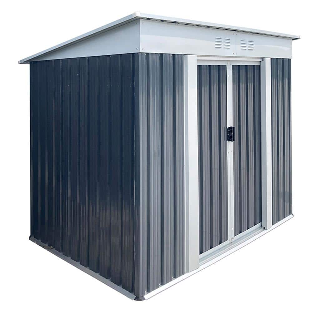 6 ft. x 4 ft. Gray Outdoor Metal Shed Tool Bike Storage with Sliding Lockable Door for Backyard, Garden 25.6 Sq. Ft. price history on PriceWatchPro