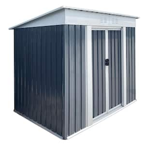 6 ft. x 4 ft. Gray Outdoor Metal Shed Tool Bike Storage with Sliding Lockable Door for Backyard, Garden 25.6 Sq. Ft.