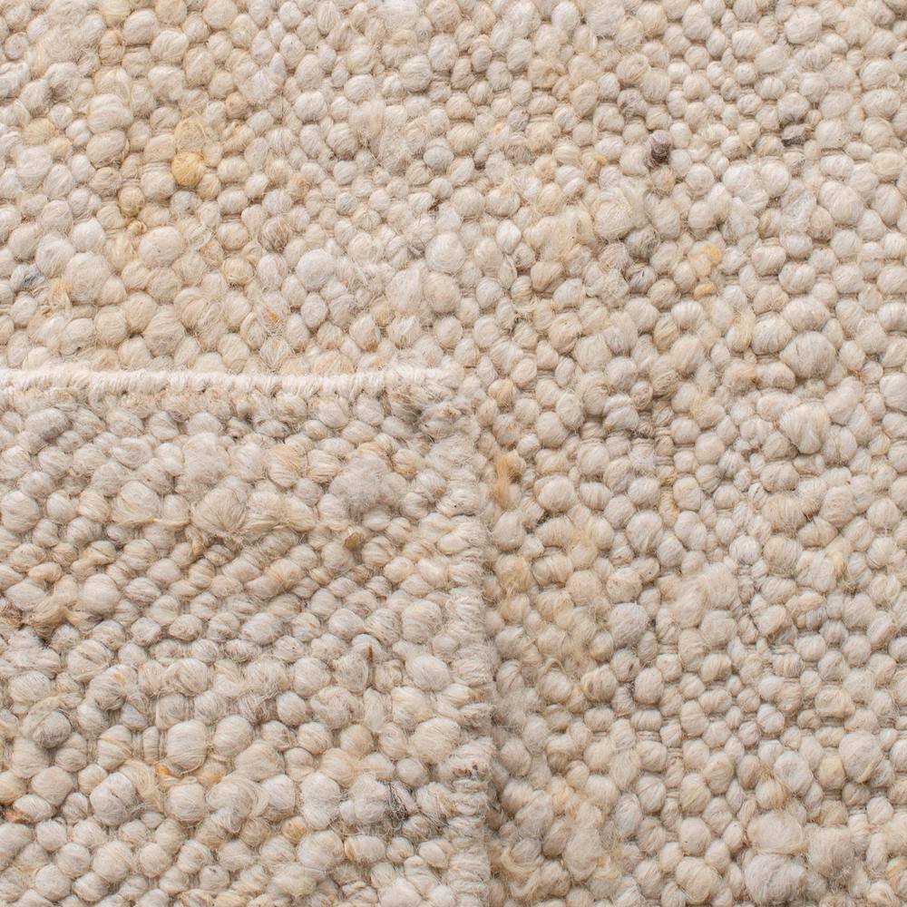 Ivory Handwoven Wool Rectangular Area Rug 5' x 8'