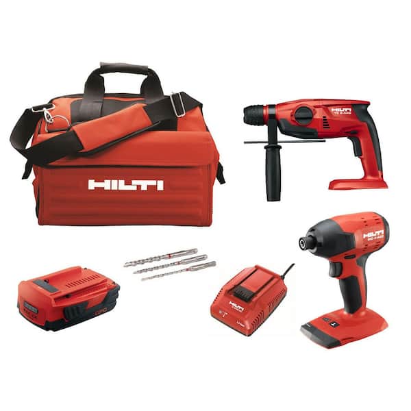 22-Volt Lithium-Ion Cordless Rotary Hammer Drill/Impact Driver Compact Combo Kit (2-Tool)
