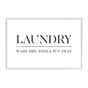 Laundry Wash, Dry, Fold and Put Away Framed Canvas Wall Art - 18 in. x 12 in. Size, by Kelly Merkur 1-piece White Frame