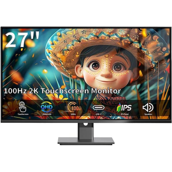 27 Inch IPS 2K QHD Touchscreen Gaming Monitor 100Hz Multi-Touch Screen USBC HDMI VGA Ports Built-in Speakers