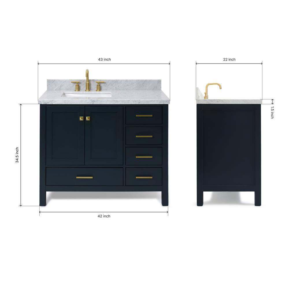 Cambridge Midnight Blue 43" Freestanding Vanity with Marble Top