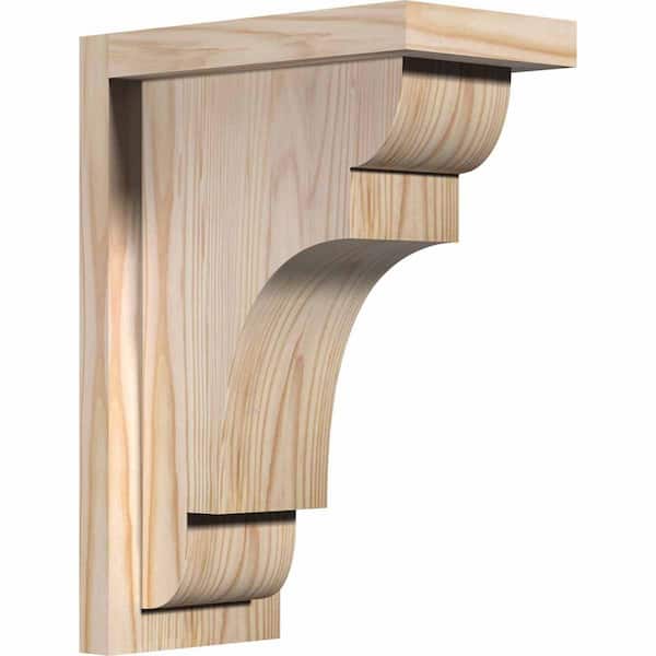 Ekena Millwork 5-1/2 in. x 10 in. x 14 in. Douglas Fir New Brighton Smooth Corbel with Backplate