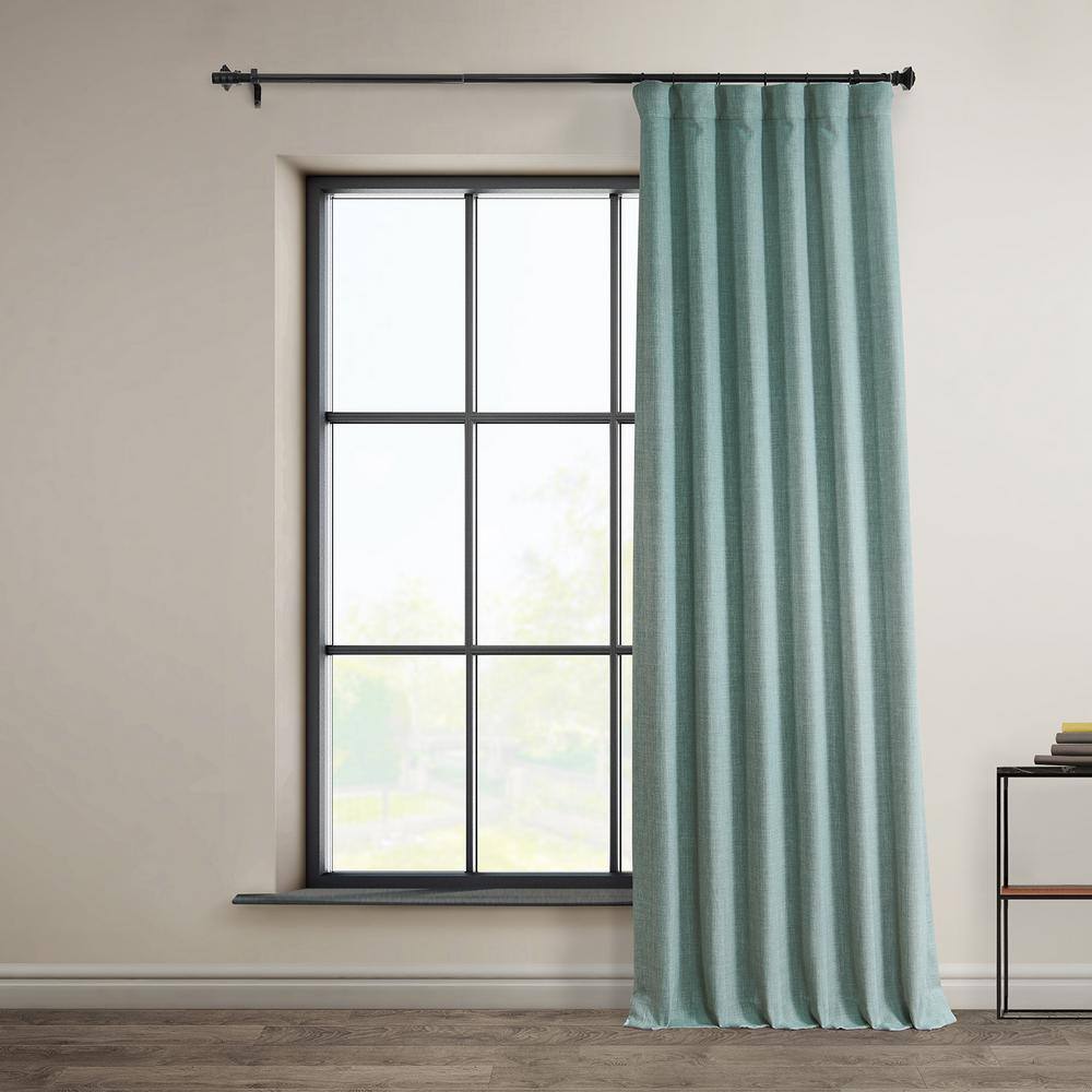 Sea Thistle Gray Faux Linen Blackout Curtains 50" x 108"