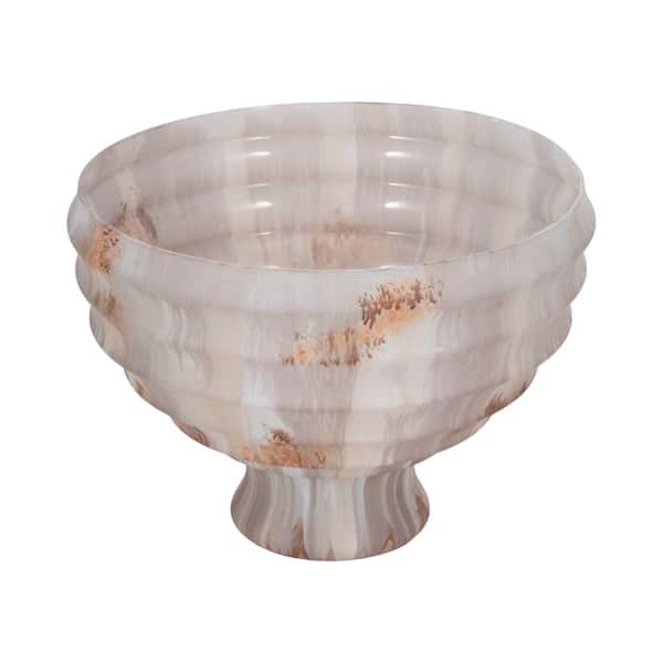 Liv & Skye Ivory  Glass Opal 9 in. Pedestal Decorative Bowl