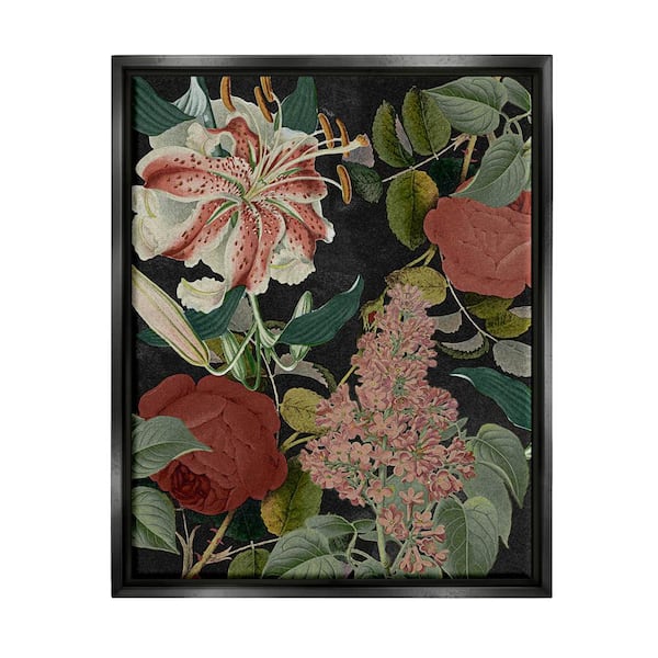 The Stupell Home Decor Collection Tropical Bohemian Floral Illustration Green Red by Daphne Polselli Floater Frame Nature Wall Art Print 17 in. x 21 in.
