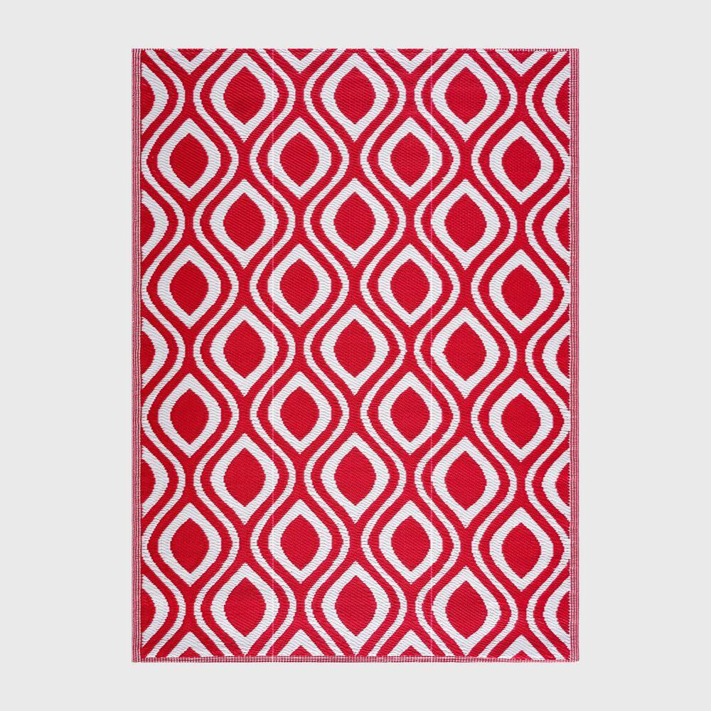 PLAYA RUG Venice Red and White 9 ft. x 12 ft. Folded Reversible Recycled Plastic Indoor/Outdoor