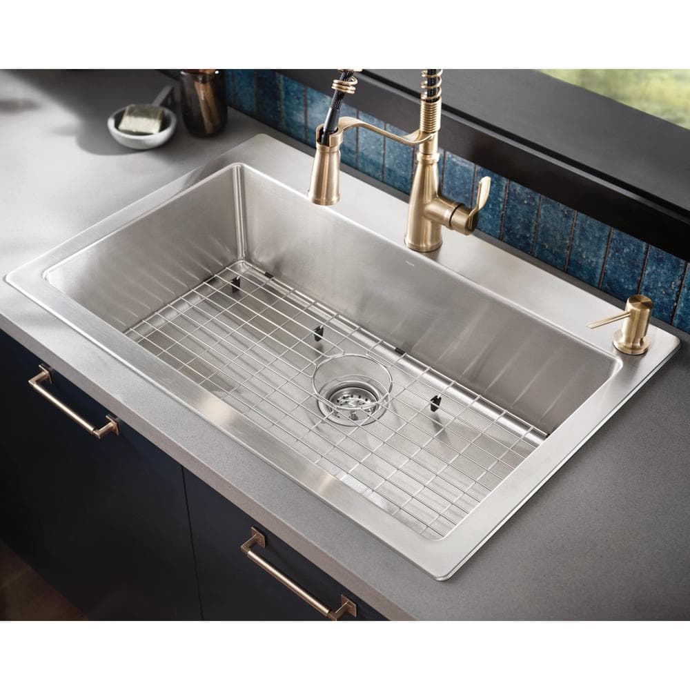 Bronzed Gold High Arc Pull-Down Kitchen Faucet with Soap Dispenser