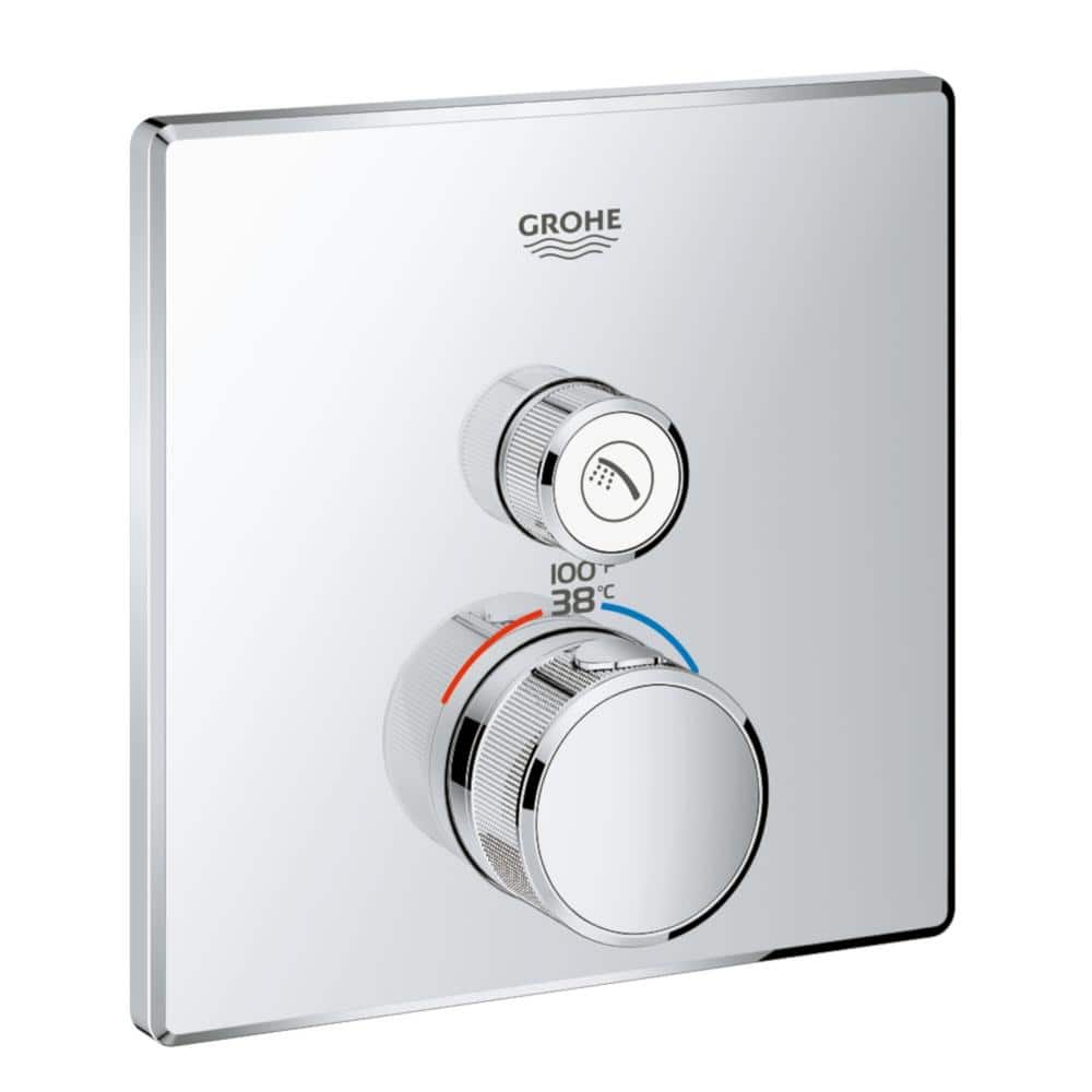 censur facet pludselig GROHE Grohtherm Smart Control Single Function Square Thermostatic Trim with  Control Module in Starlight Chrome 29140000 - The Home Depot