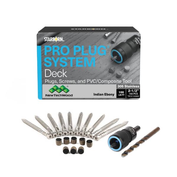 1-Pack #10 x 2-1/2 in. Indian Ebony Stainless Steel Torx Flat Head Composite Deck Screw Pro Plug (2.14 lbs. 150-Piece)