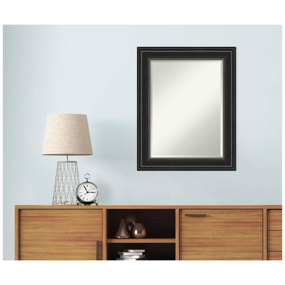 Ridge Black Silver-Edged 29.75" x 23.75" Rectangular Polystyrene Framed Wall Mirror