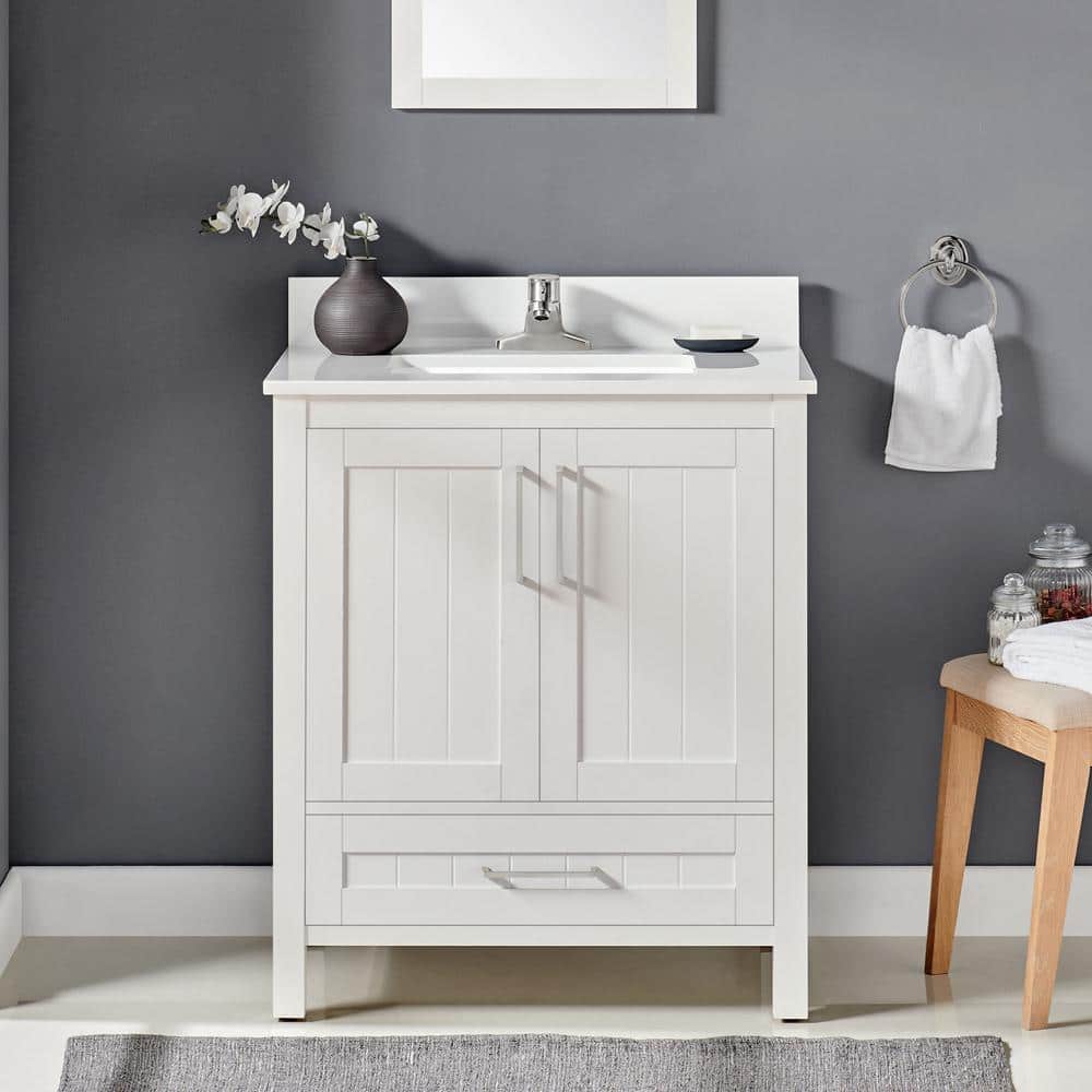 Pure White 30" Freestanding Bathroom Vanity with Sink