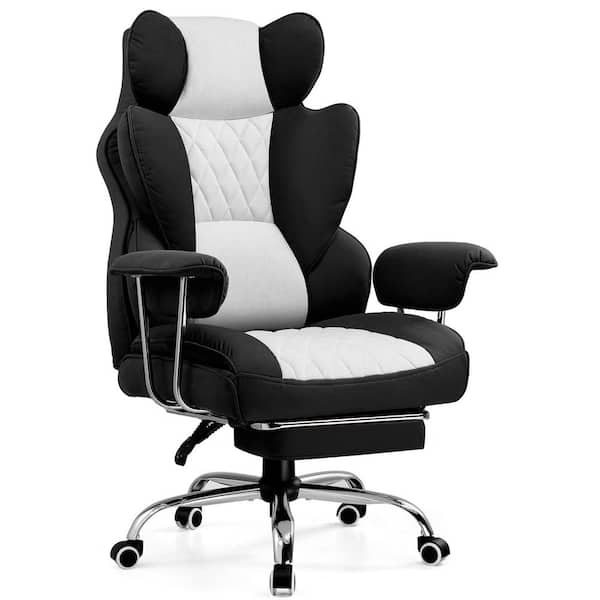 ComHoma Fabric Gaming Chair with Soft Armrests and Footrest Adjustable Height Ergonomic Office Desk Computer Chair in BlackGray