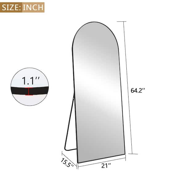 Seafuloy 22 in. W x 65 in. H Oversized Black Metal Modern Classic Full-Length Floor Standing Mirror