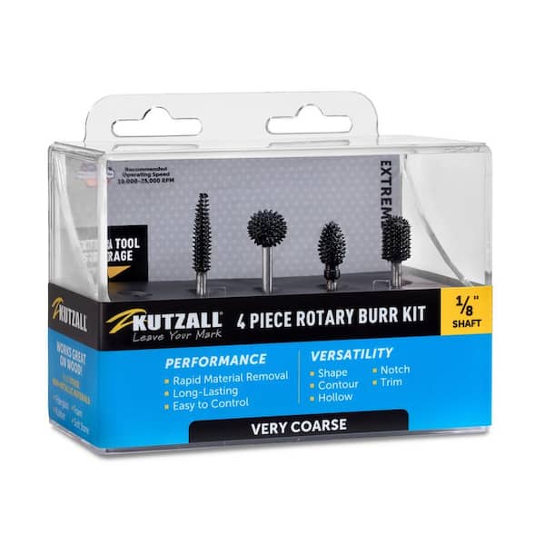 Very Coarse Rotary Burr Set for Superior Material Removal on Wood, Plastic, Fiberglass, Epoxy, Drywall 1/8 in. Shaft