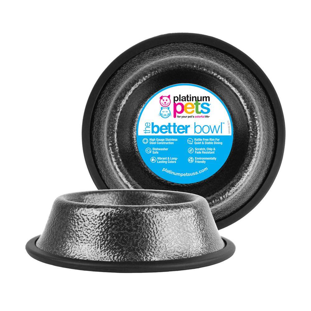 Platinum Pets NonEmbossed NonTip Stainless Steel Cat/Dog Bowl, Silver