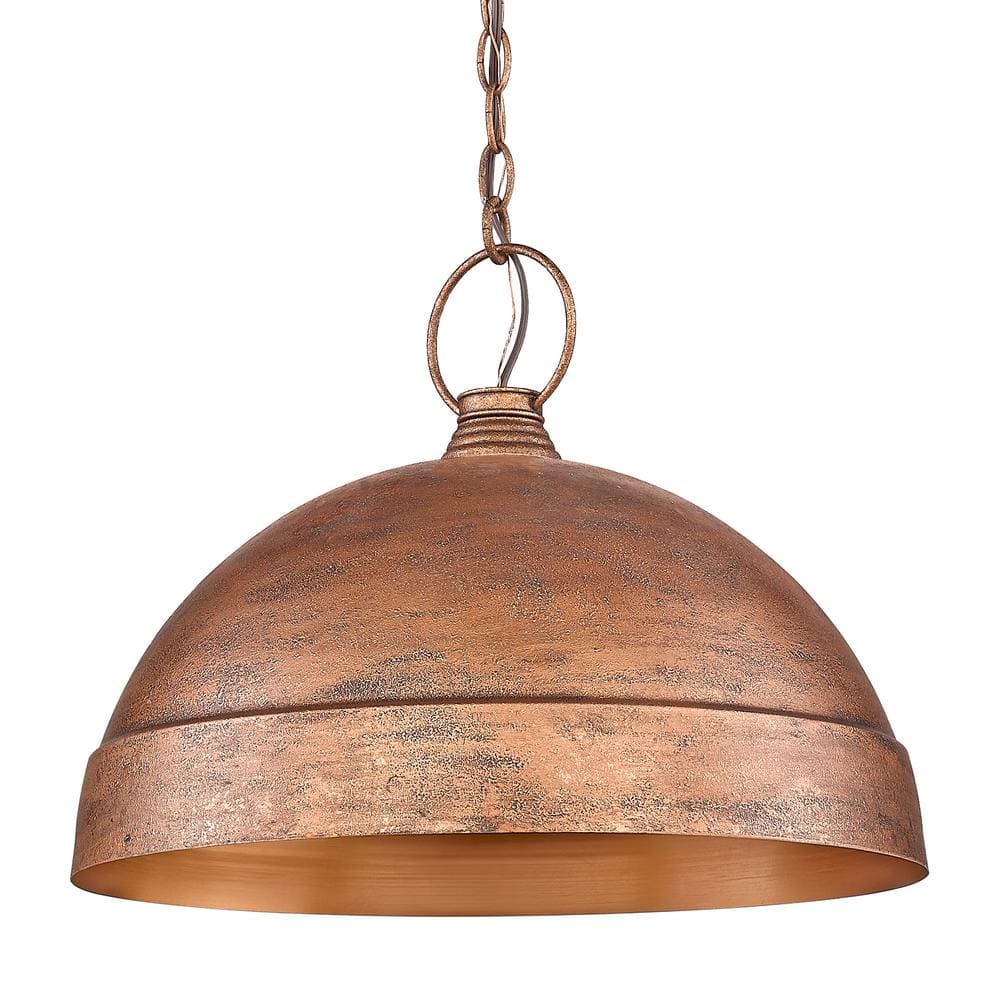 Golden Lighting Lincoln 1-Light Vintage Copper Pendant-Light with